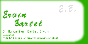 ervin bartel business card